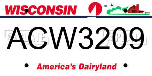 ACW3209 Wisconsin License Plate