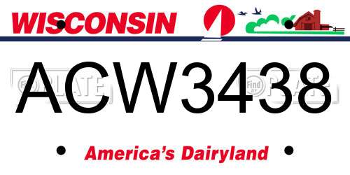 ACW3438 Wisconsin License Plate