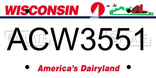 ACW3551 Wisconsin License Plate