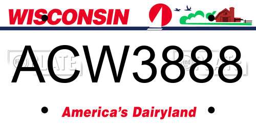 ACW3888 Wisconsin License Plate