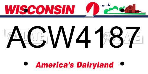 ACW4187 Wisconsin License Plate