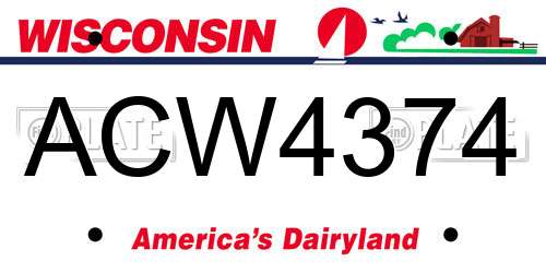ACW4374 Wisconsin License Plate