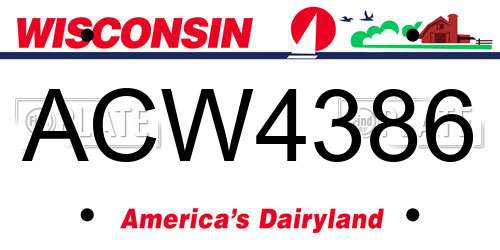 ACW4386 Wisconsin License Plate