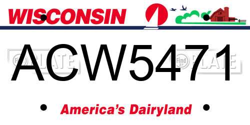 ACW5471 Wisconsin License Plate