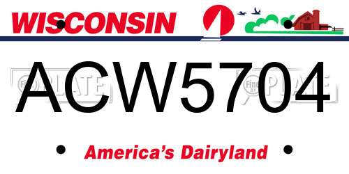 ACW5704 Wisconsin License Plate
