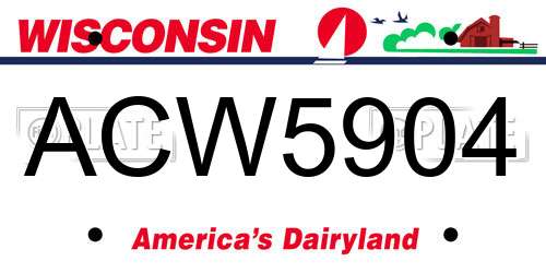 ACW5904 Wisconsin License Plate