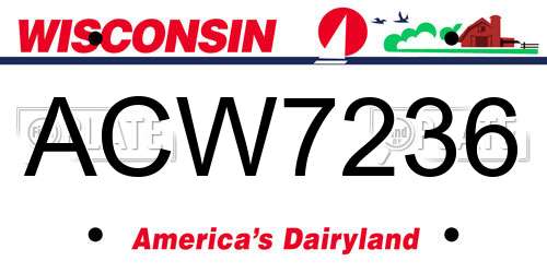 ACW7236 Wisconsin License Plate