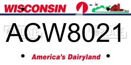ACW8021 Wisconsin License Plate