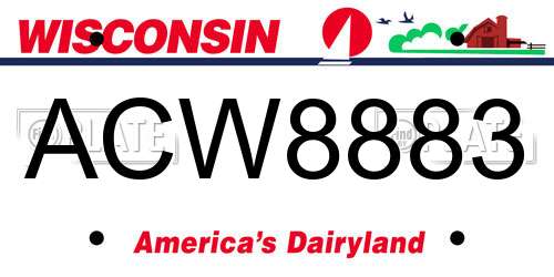 ACW8883 Wisconsin License Plate