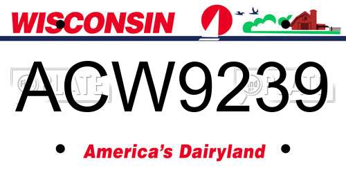 ACW9239 Wisconsin License Plate