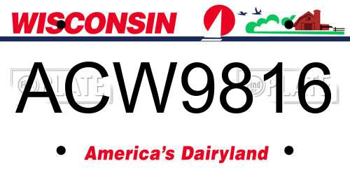 ACW9816 Wisconsin License Plate