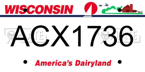 ACX1736 Wisconsin License Plate