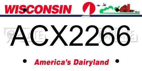 ACX2266 Wisconsin License Plate
