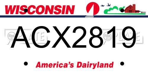 ACX2819 Wisconsin License Plate