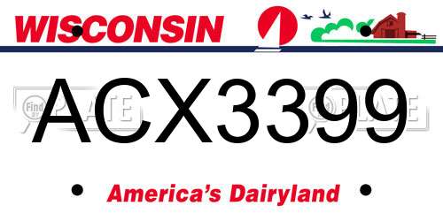 ACX3399 Wisconsin License Plate
