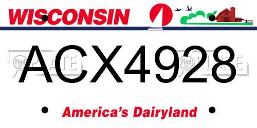 ACX4928 Wisconsin License Plate