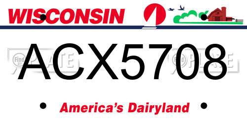 ACX5708 Wisconsin License Plate