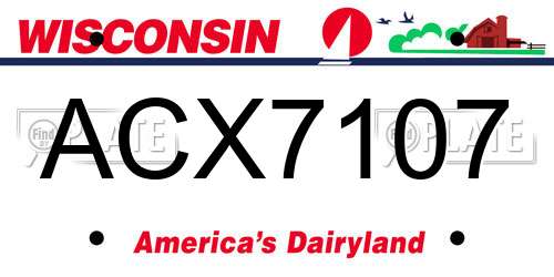 ACX7107 Wisconsin License Plate