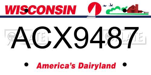 ACX9487 Wisconsin License Plate