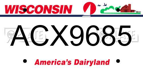 ACX9685 Wisconsin License Plate