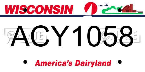 ACY1058 Wisconsin License Plate