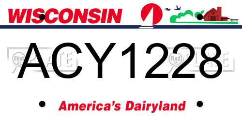 ACY1228 Wisconsin License Plate
