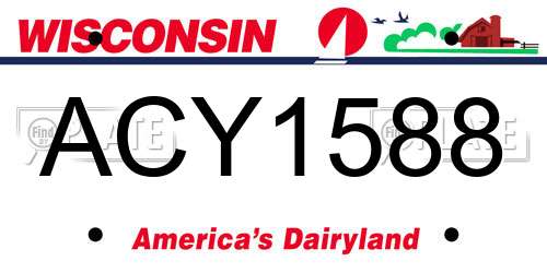 ACY1588 Wisconsin License Plate