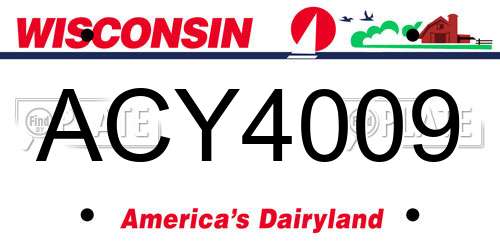 ACY4009 Wisconsin License Plate