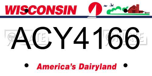 ACY4166 Wisconsin License Plate
