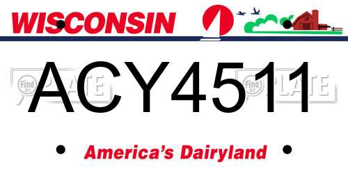 ACY4511 Wisconsin License Plate