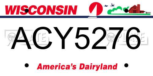ACY5276 Wisconsin License Plate