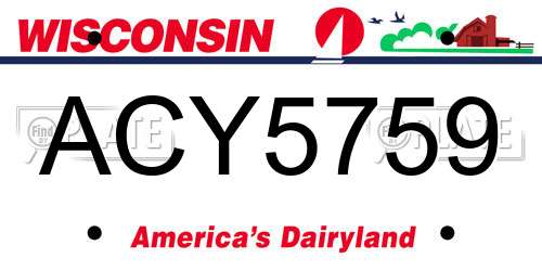 ACY5759 Wisconsin License Plate
