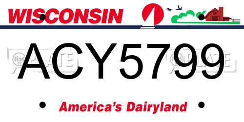 ACY5799 Wisconsin License Plate