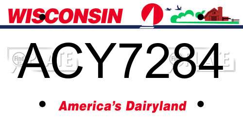 ACY7284 Wisconsin License Plate