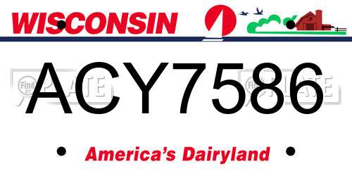 ACY7586 Wisconsin License Plate