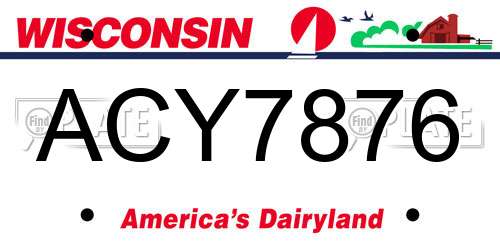 ACY7876 Wisconsin License Plate