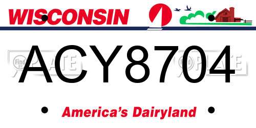ACY8704 Wisconsin License Plate