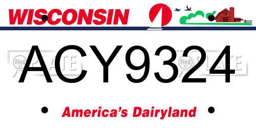 ACY9324 Wisconsin License Plate