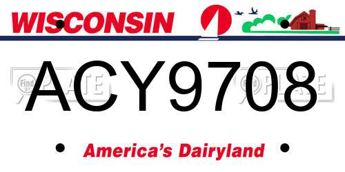 ACY9708 Wisconsin License Plate