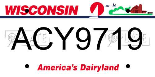 ACY9719 Wisconsin License Plate
