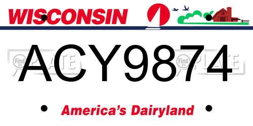 ACY9874 Wisconsin License Plate