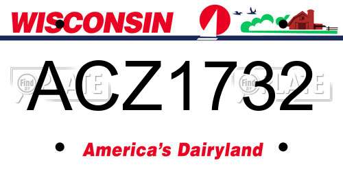 ACZ1732 Wisconsin License Plate