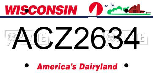 ACZ2634 Wisconsin License Plate