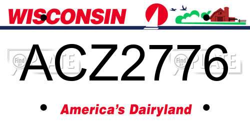 ACZ2776 Wisconsin License Plate