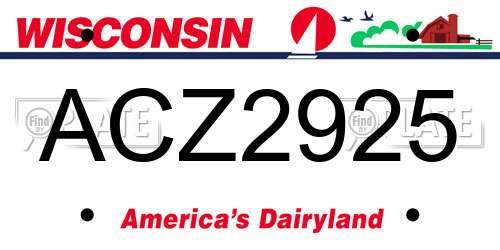 ACZ2925 Wisconsin License Plate