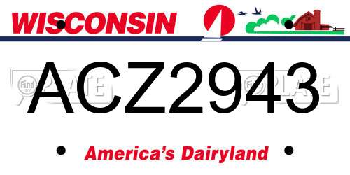 ACZ2943 Wisconsin License Plate