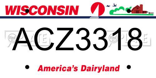 ACZ3318 Wisconsin License Plate