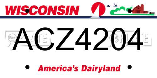 ACZ4204 Wisconsin License Plate