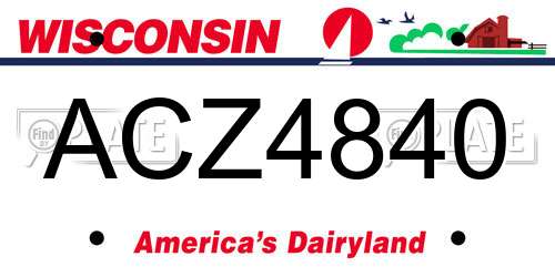 ACZ4840 Wisconsin License Plate