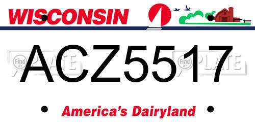 ACZ5517 Wisconsin License Plate